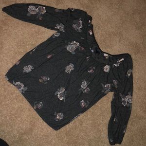 Grey, flowered blouse